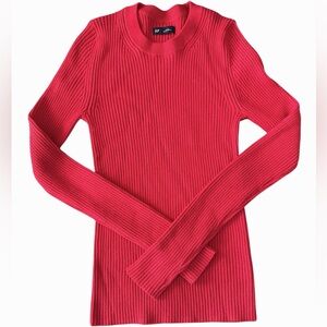 Gap Red Ribbed Long Sleeve Fitted Top